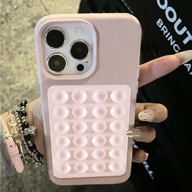 Funda para iPhone 17 16 15 Pro Plus 14 13 12 11 Pro Max, Antigolpes, de Lujo, con Soporte de Succión 3D, Diseño Litchi