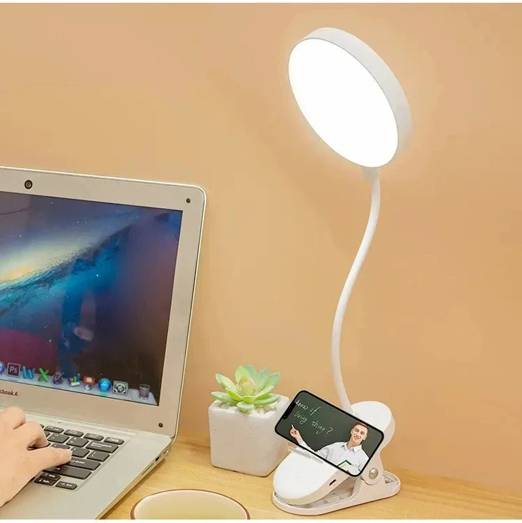 Lámpara de mesa Led, luz nocturna recargable por USB con abrazadera plegable, soporte de estudio, lámpara de lectura táctil, 3 modos de atenuación, luz de protección ocular