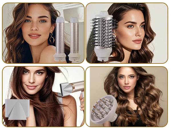 Secador de pelo plegable Hatteker para mujer, cepillo de aire caliente multifunción, estilizador de pelo liso y rizado, secador de viaje ligero