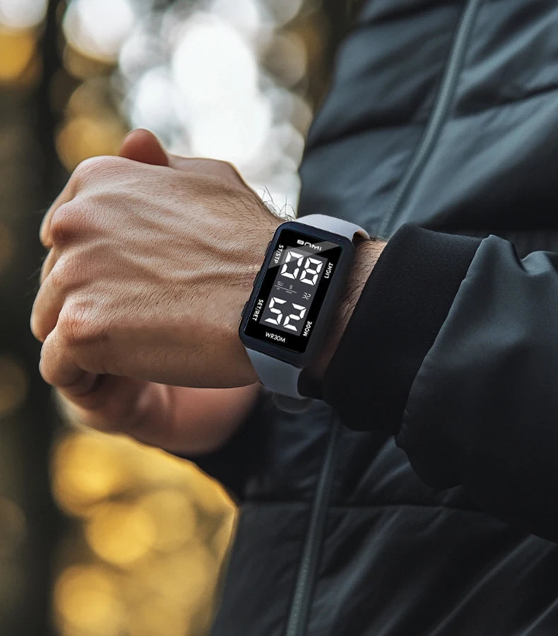 2025 Reloj electrónico deportivo rectangular para hombre, resistente al agua, alarma de luz nocturna, reloj Digital ligero y portátil para hombre
