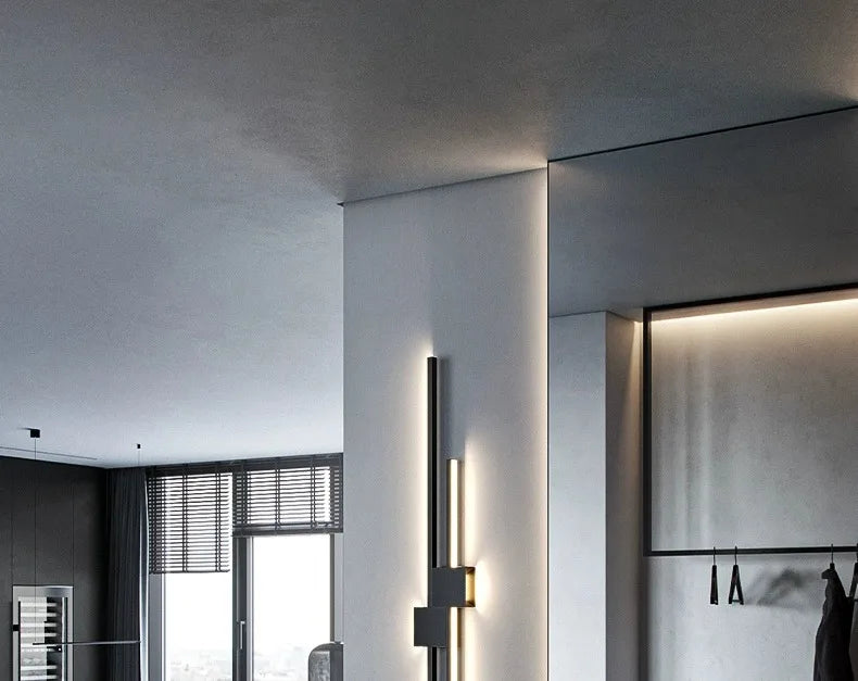 Lámparas de pared con luces LED, decoración de sofá, sala de estar, Fondo de TV, rejilla de madera, barra de dormitorio, tira larga