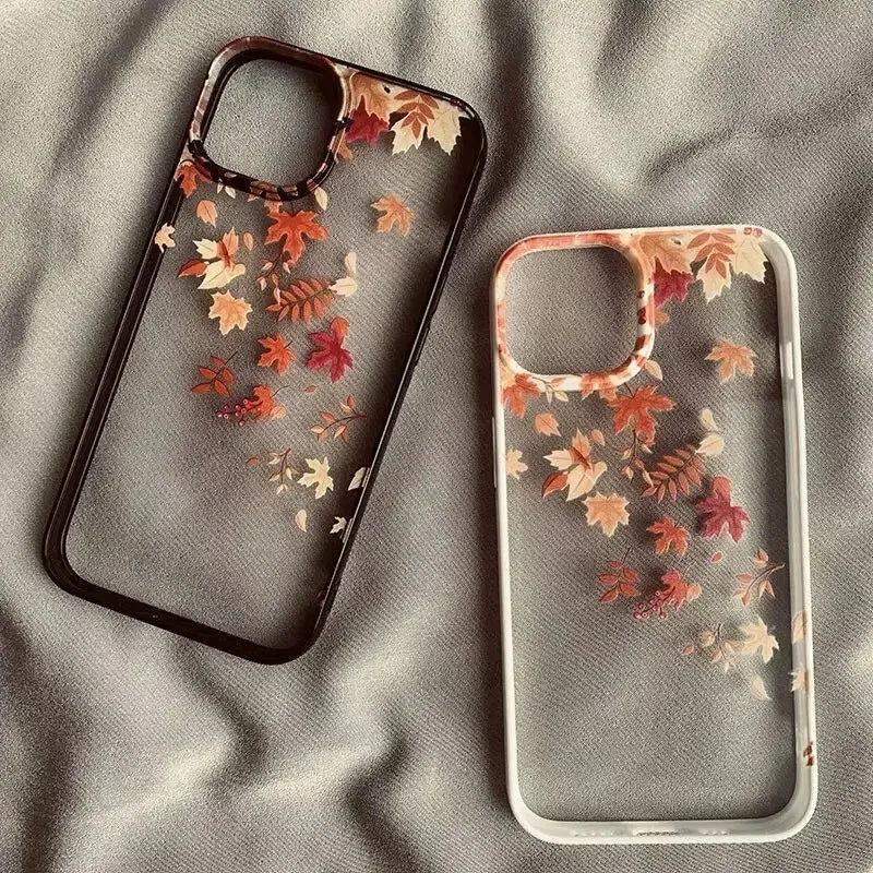 Funda de teléfono de hojas caídas a la moda para Xiaomi Redmi 14C 13C 12C 4G Poco X6 X5 Pro Redmi Note 12 11 13 Pro Plus 5G funda de hoja de arce