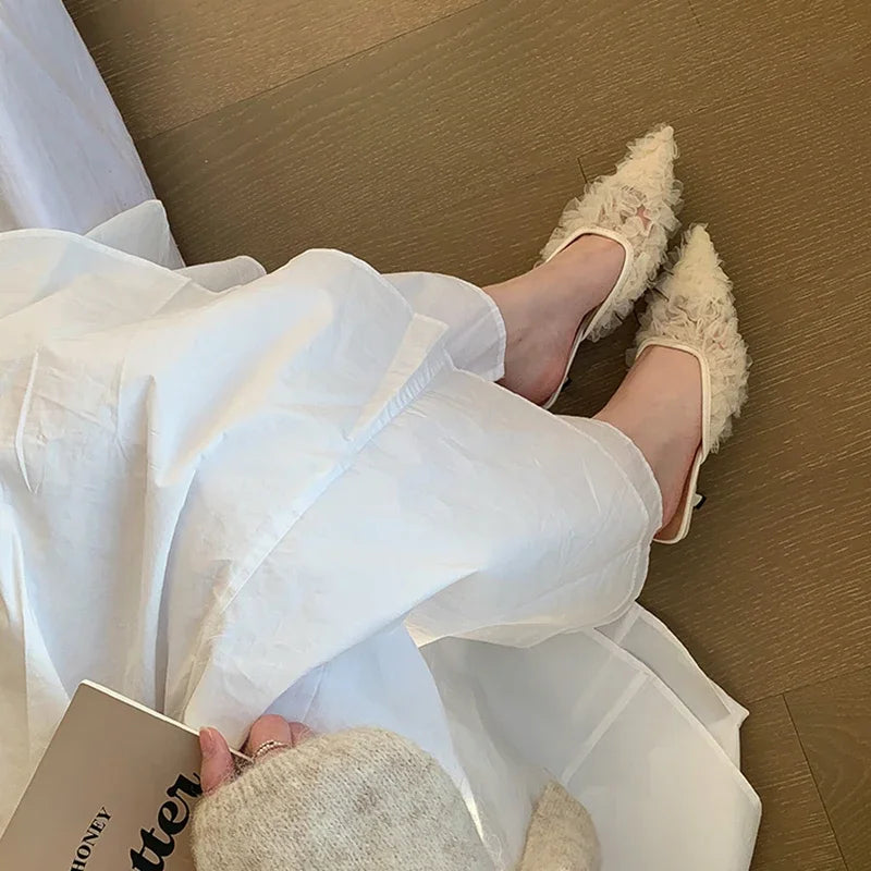 Zapatillas de tacón con punta estrecha, zapatos elegantes para mujer, sandalias de tacones medios, sandalias de moda 2025, zapatos de tacón de verano, nuevos zapatos de lujo para mujer