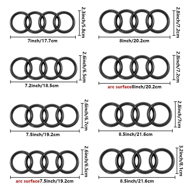 Emblema de 4 anillos con logotipo ABS para capó delantero y maletero trasero de coche para Audi A3 A4 A5 A6 A7 A1 Q2 Q3 Q5 Q7 Q8 TT Sline Quattro