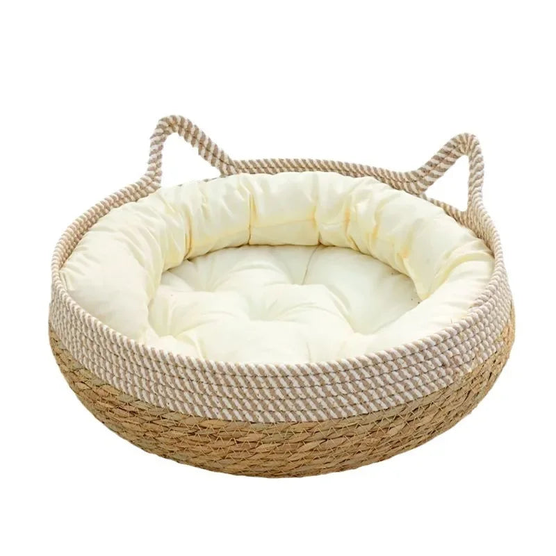 Cama de vid tejida para gatos, cama Circular para mascotas, para todo tipo de clima, cómoda para dormir, 35/40cm, suministros para mascotas