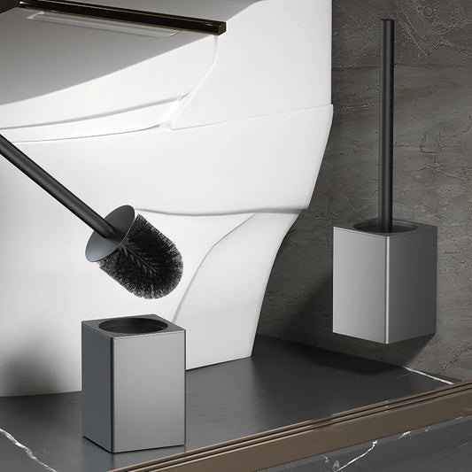Soporte para escobilla de baño, herramientas de limpieza del hogar montadas en la pared, sin perforación, instalación espacial, cepillos de baño de aluminio WB8712