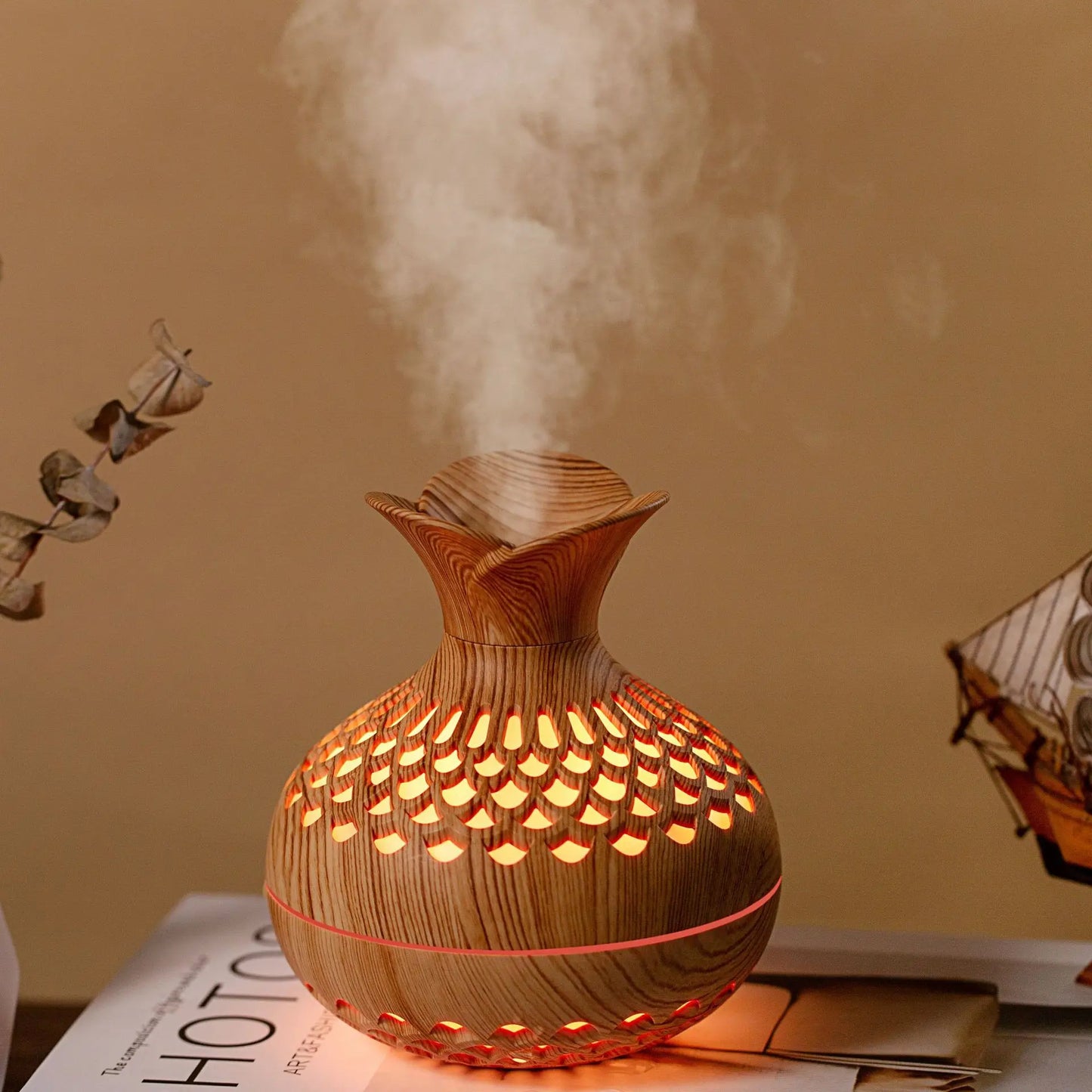 Humidificador de grano de madera, difusor de Aroma USB de 300ml, atomizador, humidificador USB para el hogar, instrumento hidratante, humidificador de escritorio