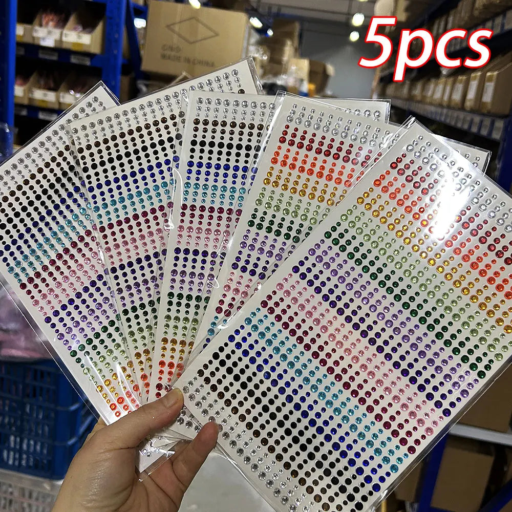 1 hoja 900 Uds. Pegatinas de gemas brillantes de cara de arcoíris, tatuaje Facial adhesivo, joyas de diamantes de imitación para ojos, mezcla de 3/4/5mm, maquillaje para fiesta de boda