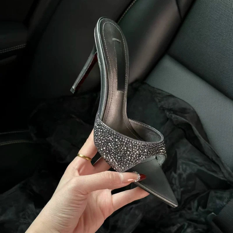 Yuejinlong - Sandalias de Tacón Alto con Punta Abierta y Pedrería, Elegantes para Fiestas y Bodas, Modelo 2026