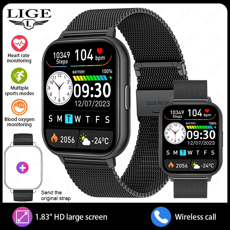 LIGE, nuevos relojes inteligentes con llamadas Bluetooth, reloj de pulsera para mujer, relojes deportivos para Fitness, reloj inteligente resistente al agua IP67 para iPhone, Android, iOS