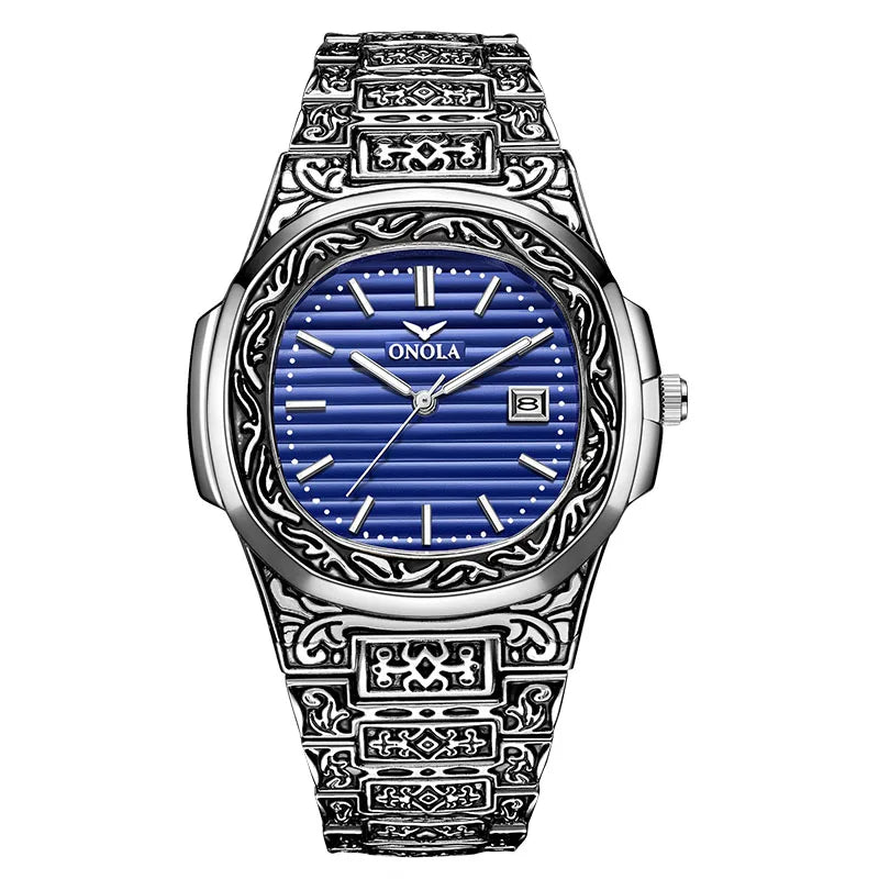 Relojes para hombre ONOLA, relojes de pulsera de cuarzo informales a la moda, reloj masculino de marca superior, relojes de pulsera de cuero de lujo con calendario