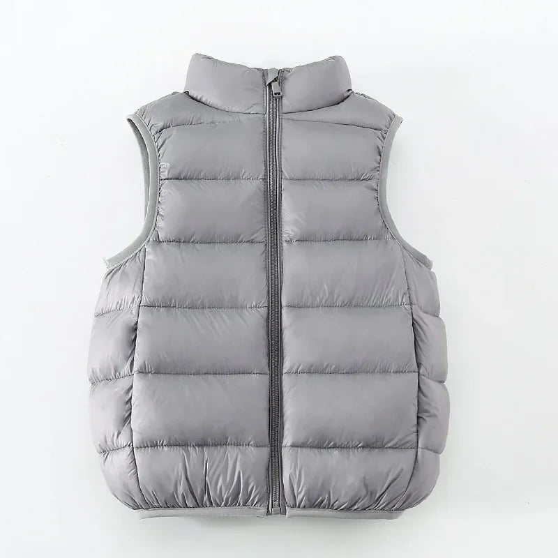 Top de invierno para niños y niñas, ropa ligera y delgada con hombros descubiertos y cuello levantado, chaqueta cálida de Color sólido