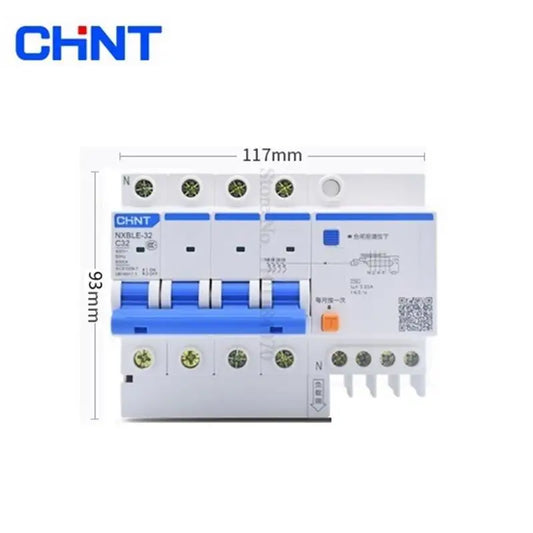 CHINT-Disyuntor de corriente Residual RCBO NXBLE-32 4P 30mA C10A 16A 20A 25A 32A, reemplazo de DZ47LE-32 RCBO