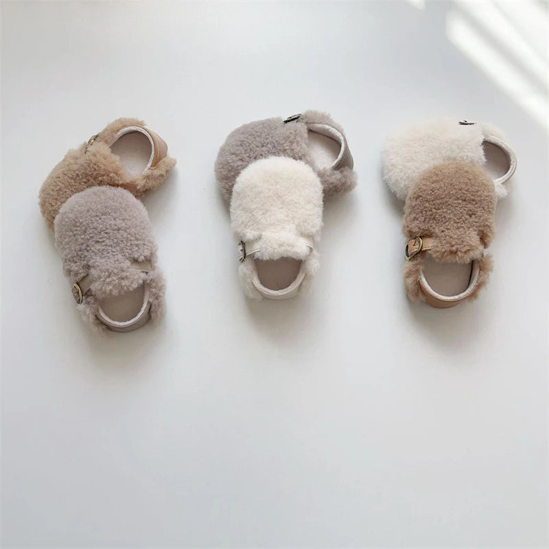 Otoño Invierno, zapatos para bebés, niños y niñas, zapatos gruesos de felpa para bebés, zapatos cómodos de suela blanda para niños pequeños, zapatos para caminar