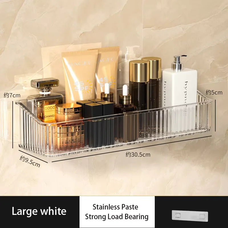 Estante de Almacenamiento de Lujo Ligero Sin Perforaciones para Baño, Soporte de Pared para Lavabo y Cosméticos