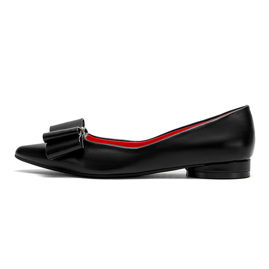 CHCH Zapatos planos para mujer Nuevos zapatos de negocios con lazo puntiagudo negro Zapatos cómodos para ir al trabajo para mujer