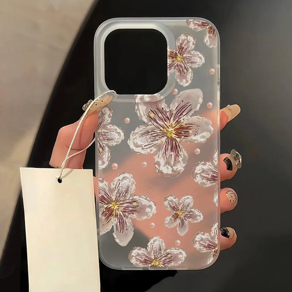 Fundas de teléfono de silicona suave mate para iPhone 15 funda iPhone 16 13 17 Pro Max 14 11 12 Pro 15 16 Plus funda transparente a prueba de golpes con flores
