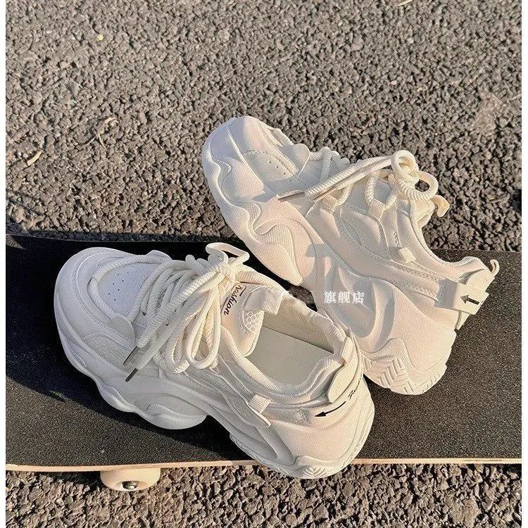 Zapatillas Dad Shoes para Mujer, Primavera/Verano 2026, Nuevas y Populares, con Suela Gruesa Tipo Esponja, Blancas, Casuales, Deportivas y Planas