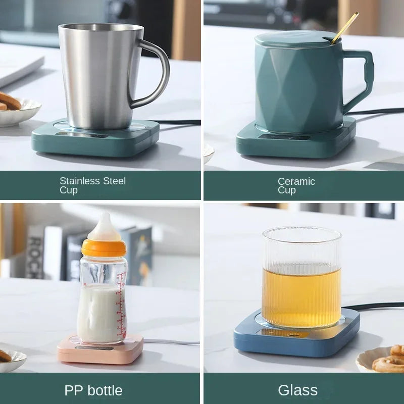 55 ℃   Posavasos Calefactor de Temperatura Constante, Calentamiento Uniforme, Compatible con Cualquier Forma de Taza, Inicio con un Clic, Apto para Café, Leche, Té, Enchufe Estadounidense