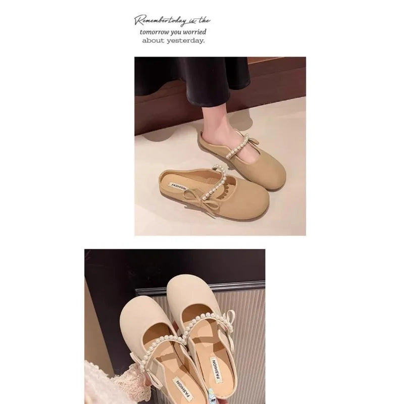 Sandalias Mary Jane de mujer, estilo nuevo, para primavera y verano, con suela plana, suave, cerrada y tipo pantufla.