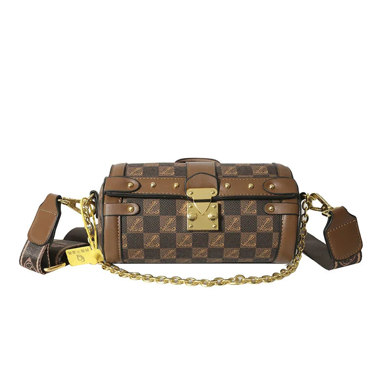 Bolso ancho con correa de hombro para mujer, bolsos de diseñador de moda, Retro, personalidad, cilindro de hombro, bolsos cruzados para mujer