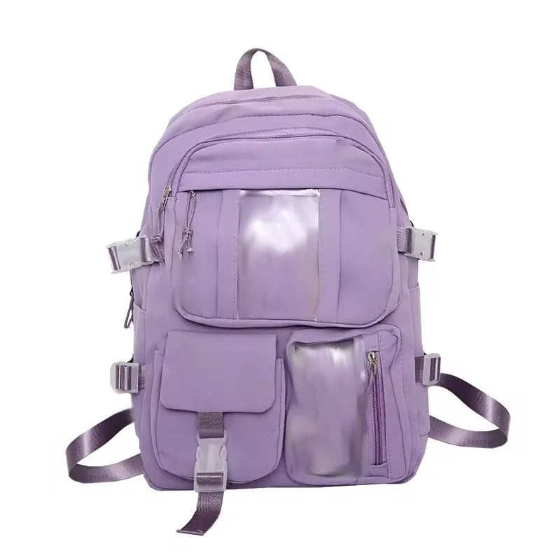 Bolsas populares de la mochila del estudiante de secundaria de las muchachas del color púrpura rosado sin ninguna versión accessoria