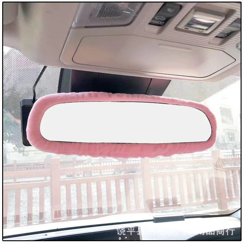 Cubierta de espejo retrovisor de coche, decoración de espejo Interior de coche Simple de moda Universal de terciopelo, accesorios de Interior de coche