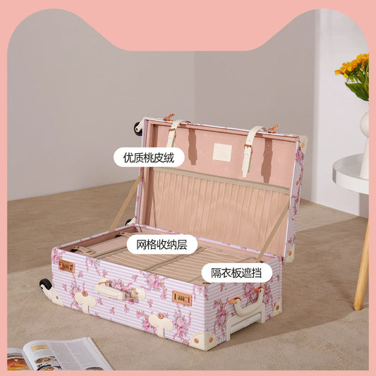Nuevo Set de Maletas de Viaje Vintage para Mujer, Bolso de Mano, Maleta con Ruedas Universales, Diseño Floral Moderno, 20/22/24/26 Pulgadas