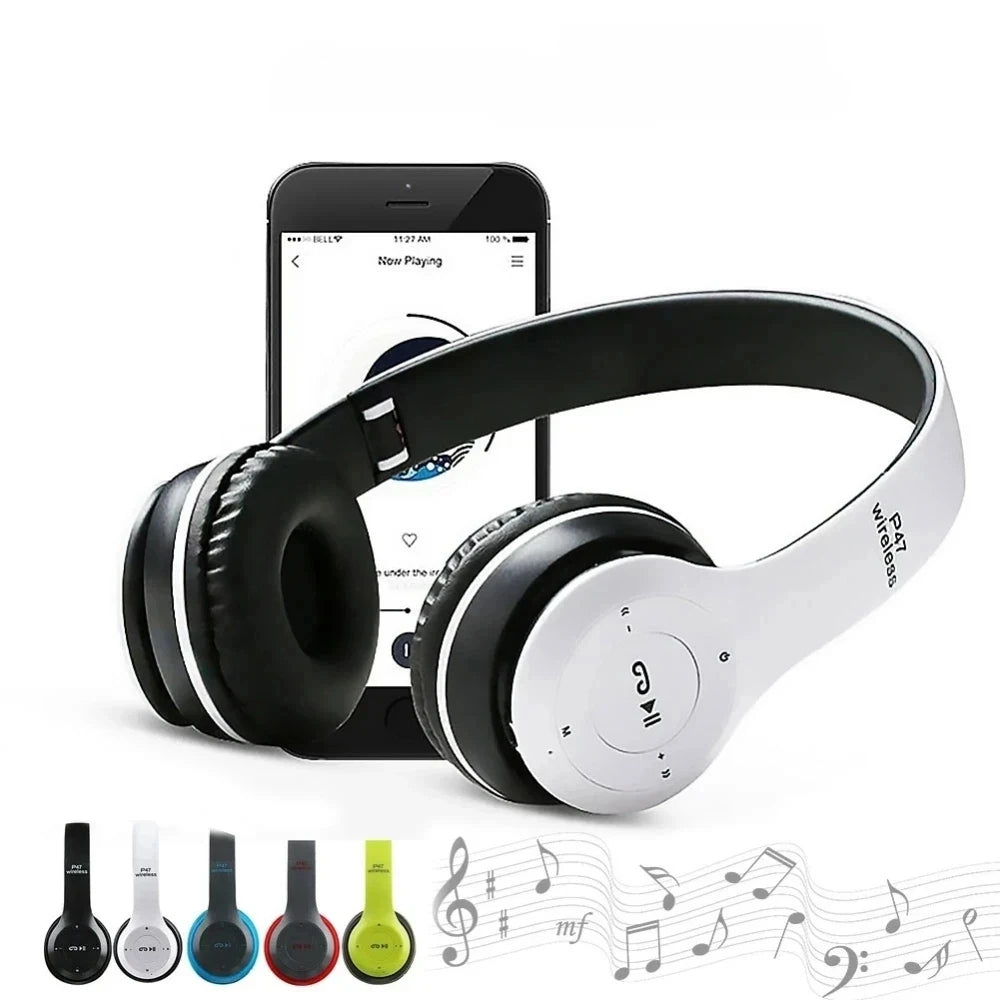 P47 auriculares inalámbricos Bluetooth 5,0 auriculares plegables estéreo HIFI bajo para música juegos chico chica auricular para teléfono inteligente