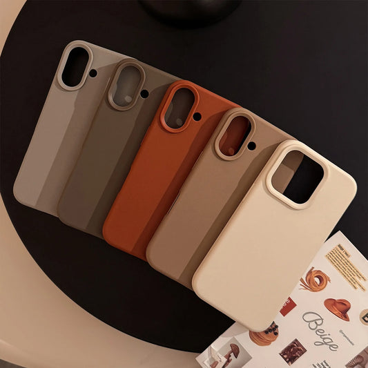 Fundas de teléfono minimalistas, color marrón, gris, crema y blanco, para iPhone 16 Plus Pro Max 15 14 13 12 11, fundas protectoras para teléfono de estilo invernal
