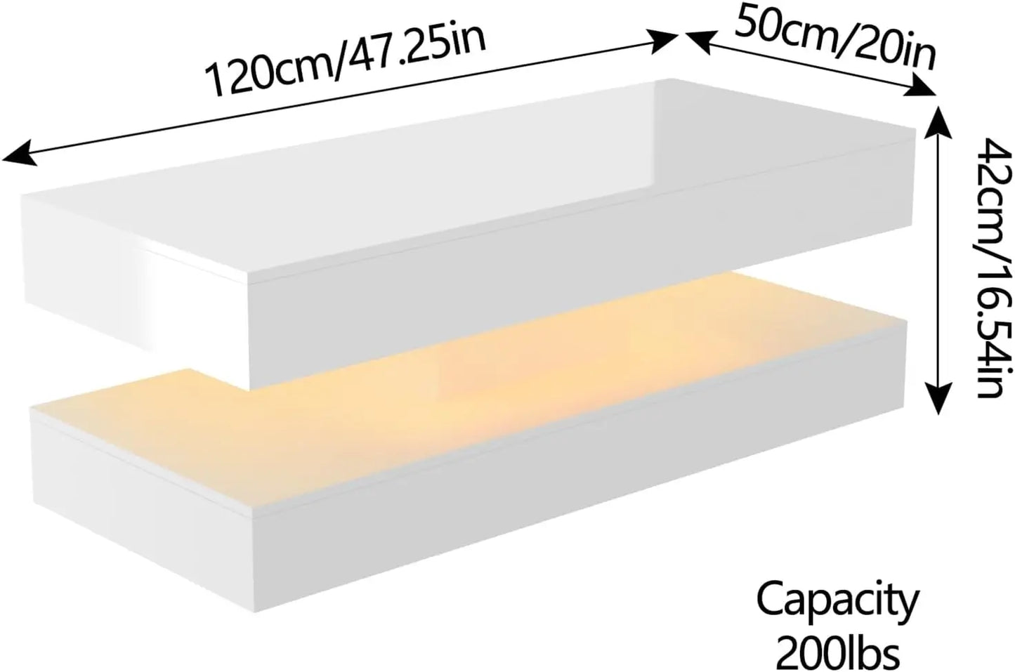Mesa de Centro Moderna y Elegante con Luces LED, Diseño de Doble Capa para Sala de Estar con 2 Cajones de Almacenamiento