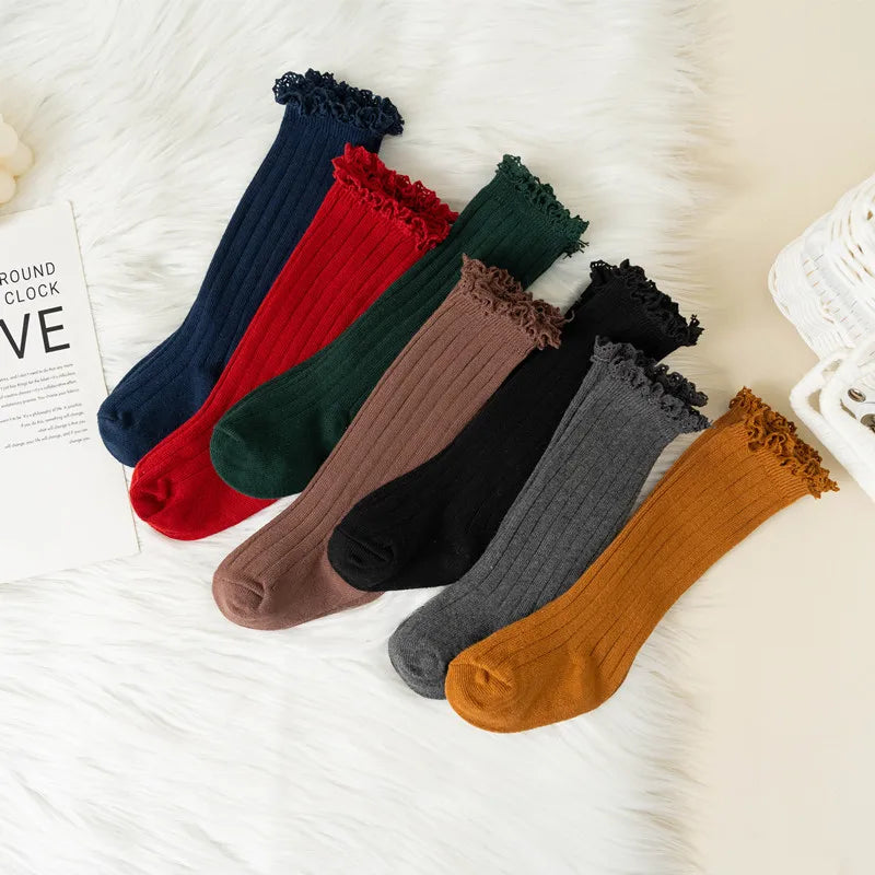 Calcetines Largos con Encaje para Niñas