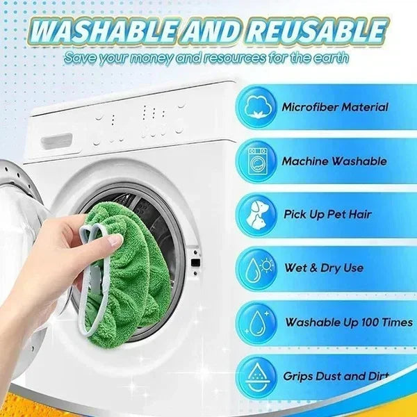 Juego de fundas para fregona ecológicas: paquete de 6 almohadillas planas lavables para fregar, fregar en húmedo y recoger el pelo de mascotas, alternativa reutilizable