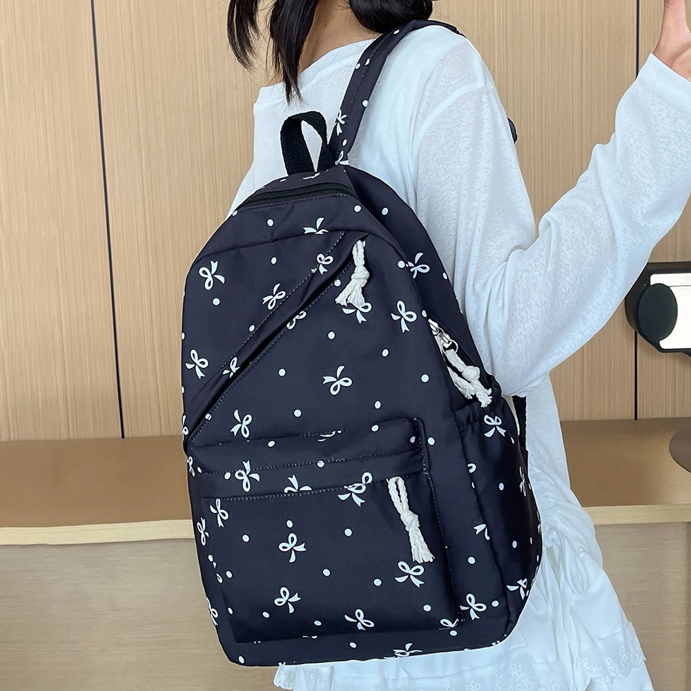 Mochila escolar universitaria con pajarita, 3 uds., con fiambrera, estuche para lápices, mochilas bonitas para niñas, conjunto de mochila escolar para chicas adolescentes
