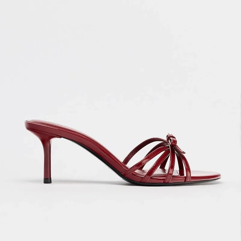 Zapatillas de tacón alto elegantes a la moda para mujer, Sandalias de tacón, zapatos de mujer, tacones de aguja de verano, sandalias de vestir nuevas 2025