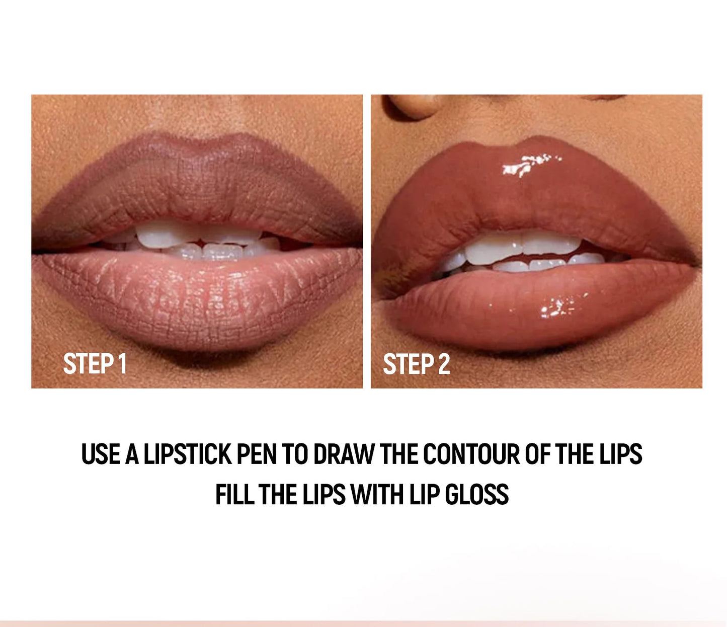 Lápiz Delineador de labios mate 2 en 1 de doble cabeza, resistente al agua, antiadherente, brillo de espejo, tinte de labios, brillo de labios marrón, maquillaje de lápiz labial