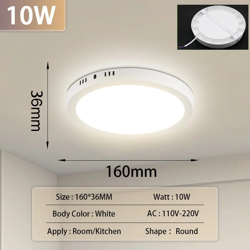 Lámpara de techo Led 110-265V Panel ultrafino luz Led para sala de estar dormitorio iluminación interior 20W 30W luces de techo redondas cuadradas