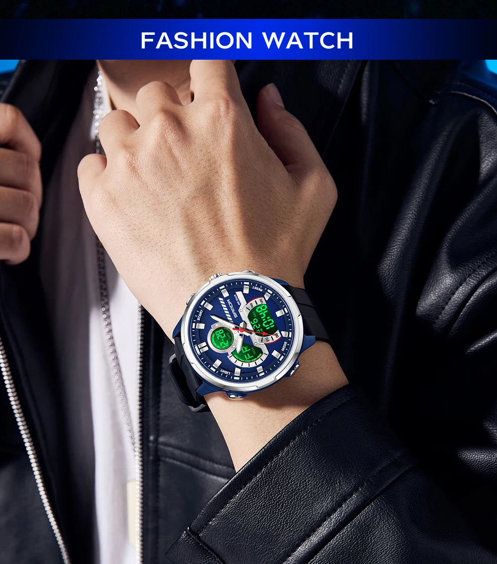 Reloj electrónico de cuarzo SNADA para hombre con pantalla Dual deportivo multifuncional LED resistente al agua reloj electrónico de cuarzo para hombre 9077