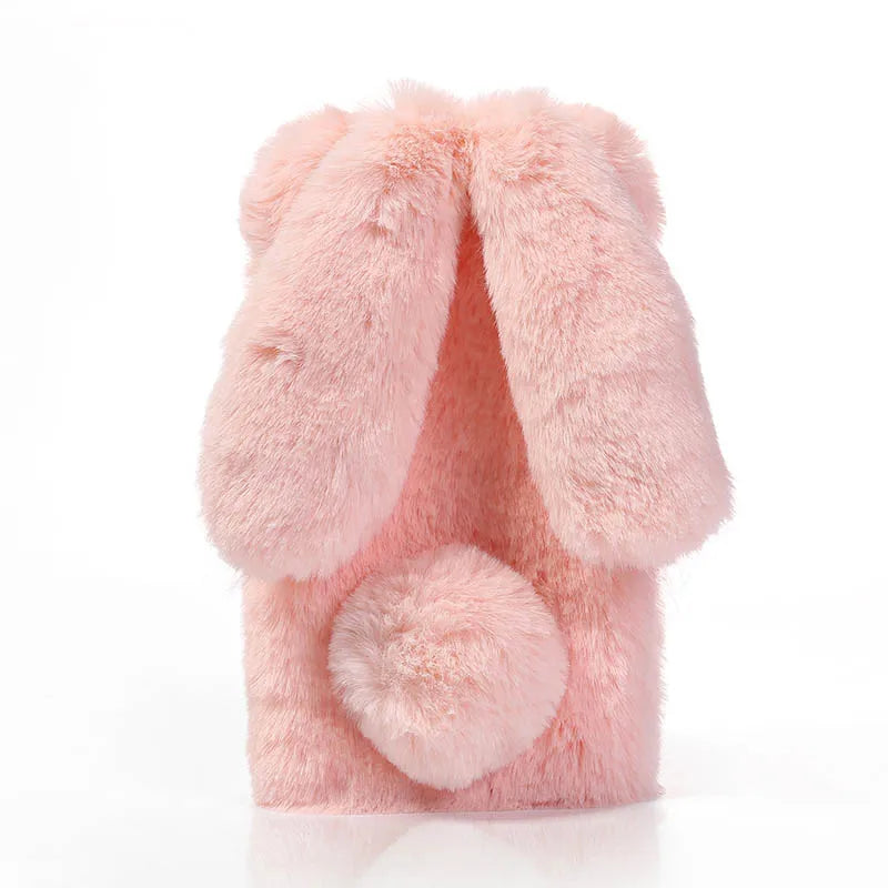Funda de teléfono de piel de conejo de peluche 3D para iPhone 17 16 15 14 13 12 11 Pro Max funda de silicona suave