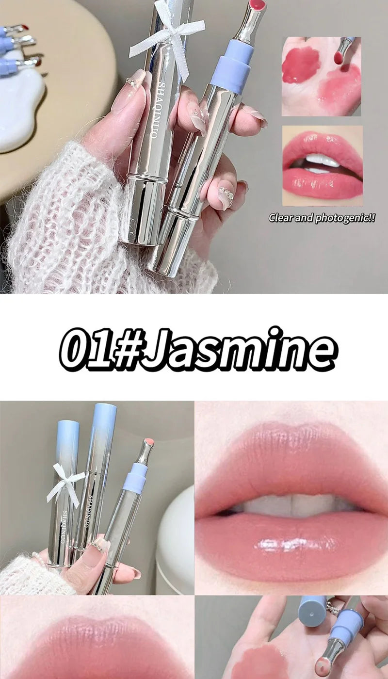Brillo Labial con Esencia Acuosa de Espejo, Larga Duración, No Pegajoso, Voluminizador, Brillo Labial Líquido, Esmalte Labial en Gel, Maquillaje Hidratante, Tinte Labial