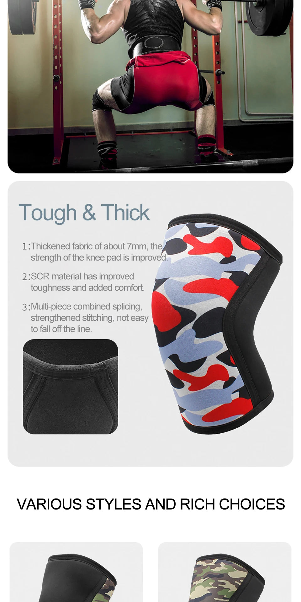 AOLIKES 1 par de rodilleras deportivas de neopreno de 7mm, rodilleras de compresión para levantamiento de pesas, rodilleras de entrenamiento para Crossfit presurizadas, soporte para mujeres y hombres