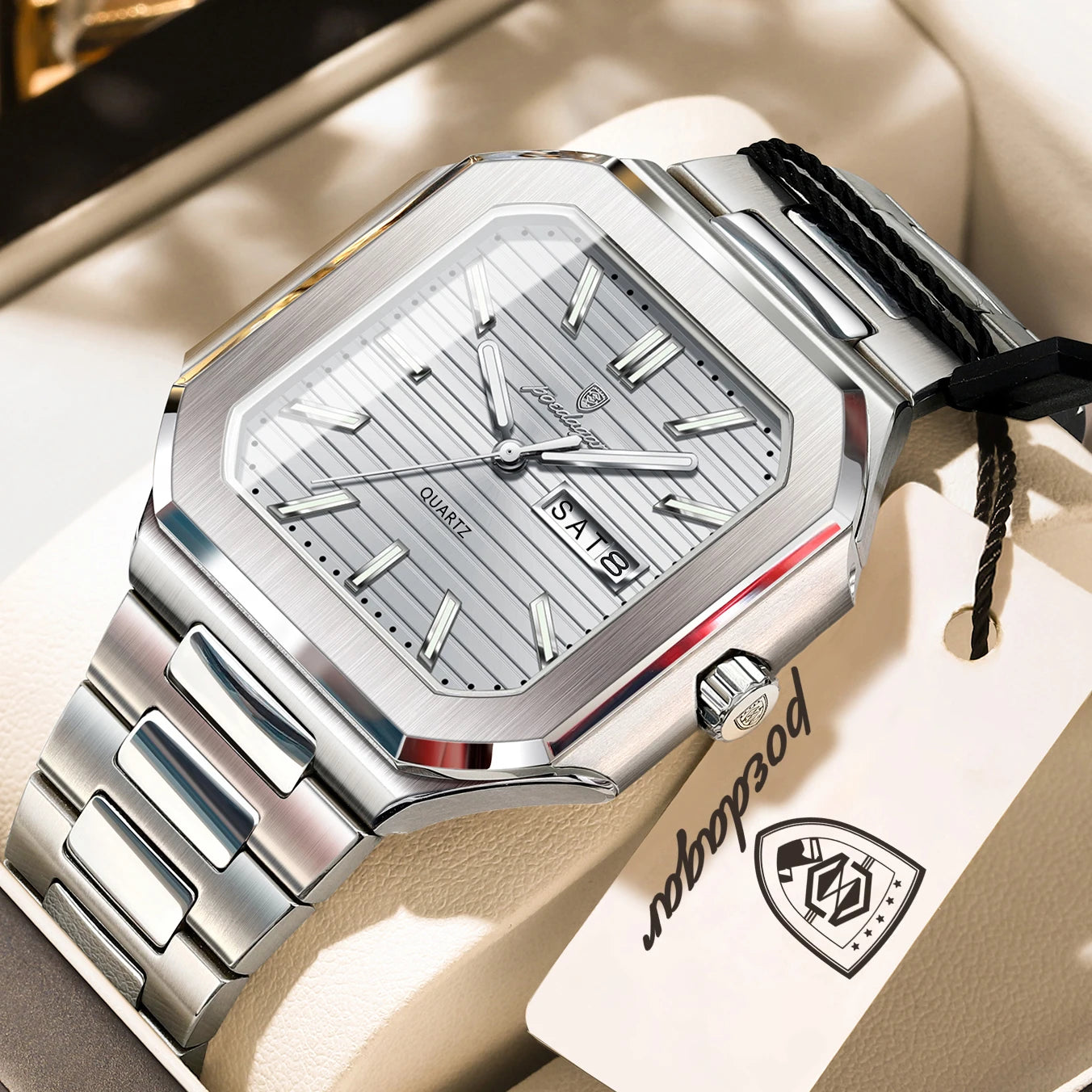 Reloj POEDAGAR de negocios para hombre, resistente al agua, luminoso, con fecha, semana, relojes clásicos para hombre, Reloj de pulsera de cuarzo de acero inoxidable para hombre