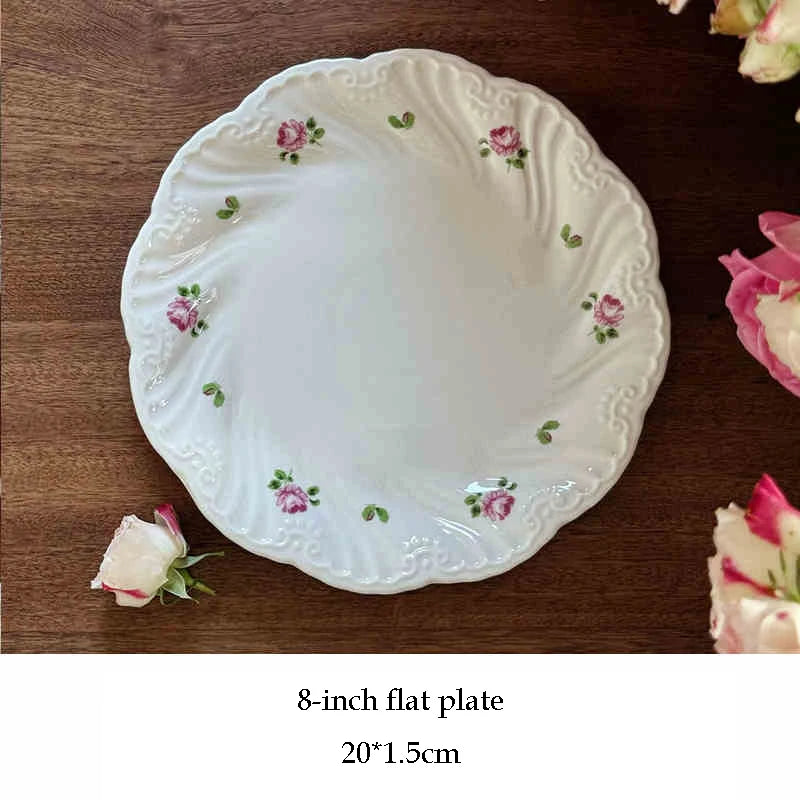Juego de platos de cerámica, taza de café, platillo, hermoso vajilla, plato de postre de rosa Vintage, platos de cena, regalo, taza de té, suministros de cocina