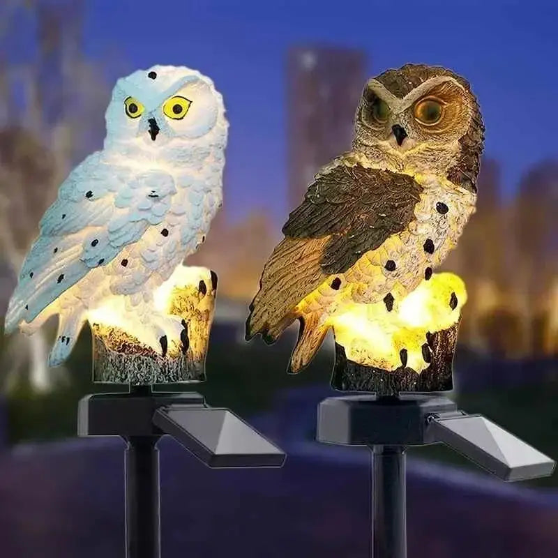 Nuevo 1 Uds. Luces de búho decorativas para exteriores, lámpara de pie para césped con energía Solar, iluminación de paisaje impermeable, camino, linterna LED de animales