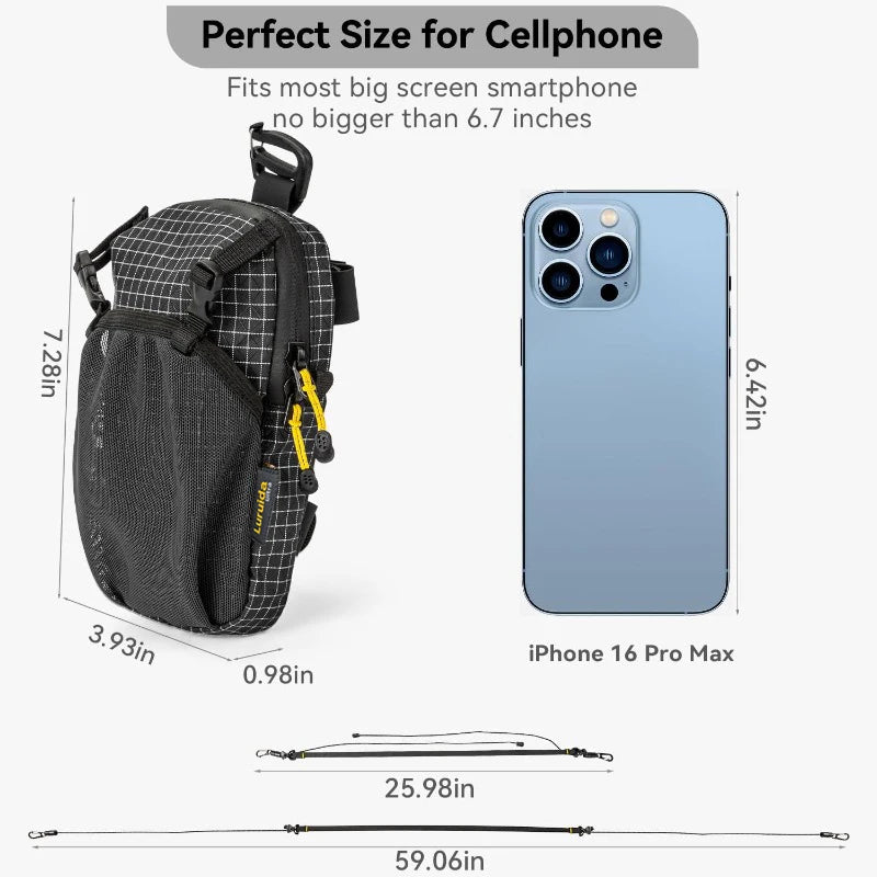 Correa de mochila para el hombro, bolsa para teléfono inteligente, correa impermeable para deportes, senderismo, camping, ligera