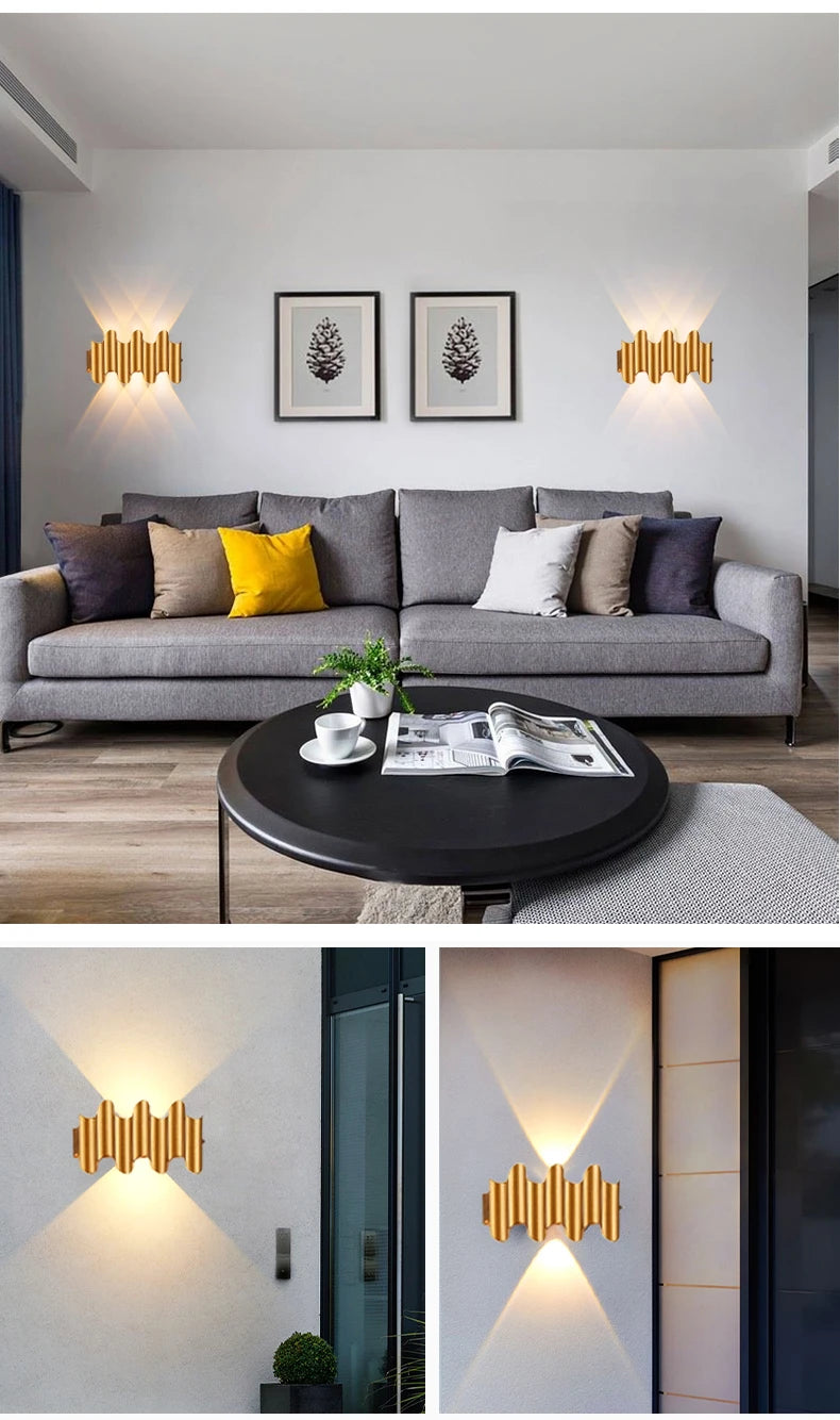 Lámpara de pared Led para exteriores, iluminación luminosa impermeable hacia arriba y hacia abajo, decoración de jardín, AC85-265or, lámparas de pared para sala de estar, porche y exteriores