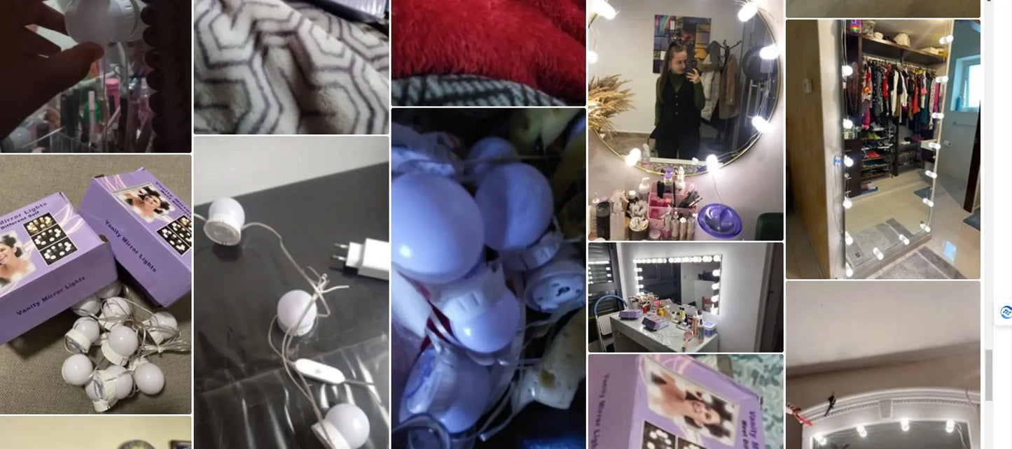 10 bombillas LED desmontables, lámpara para espejo de maquillaje profesional, alimentación USB, luz para espejo cosmético, tocador de Hollywood, luces de tocador