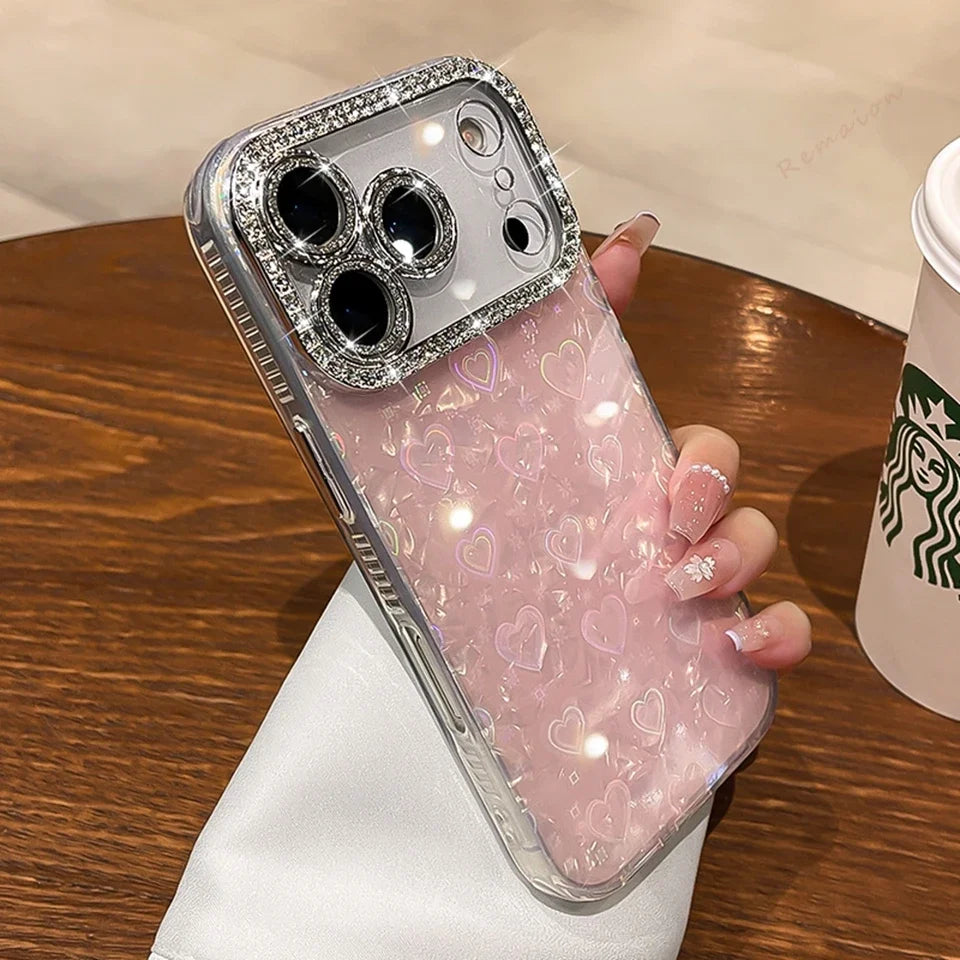 Funda de teléfono con purpurina y diamantes para iPhone 17 Air 11 12 13 16 Pro Max 15 14 16 Plus 17Pro Max, funda protectora de mariposa bonita