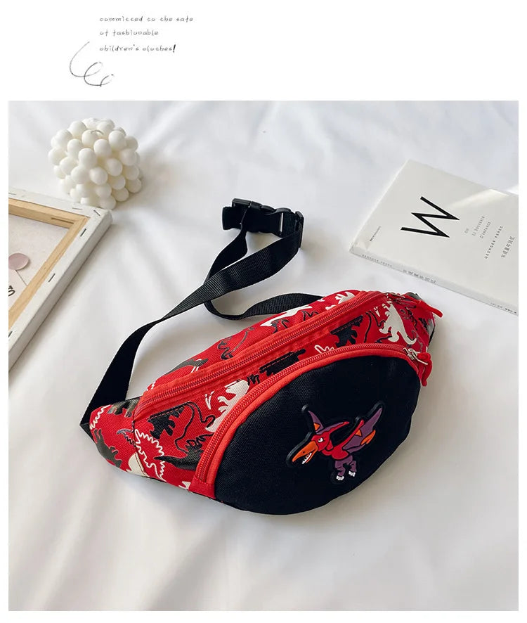 Lindas bolsas de almacenamiento de dinosaurio de dibujos animados para niños, teléfono, auriculares, bolsa de dinero, organizador de moda, bolsa de pecho y cintura, bolsa de cinturón para niños