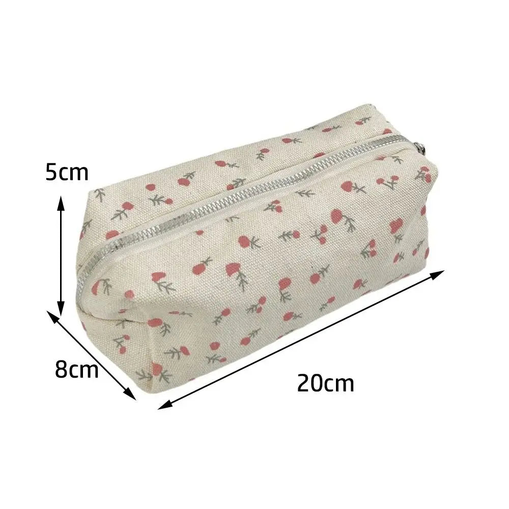 Pequeña bolsa Floral fresca para bolígrafos, estuche de lápices de gran capacidad, bolsa de almacenamiento de papelería multifuncional, organizador escolar para estudiantes, suministros